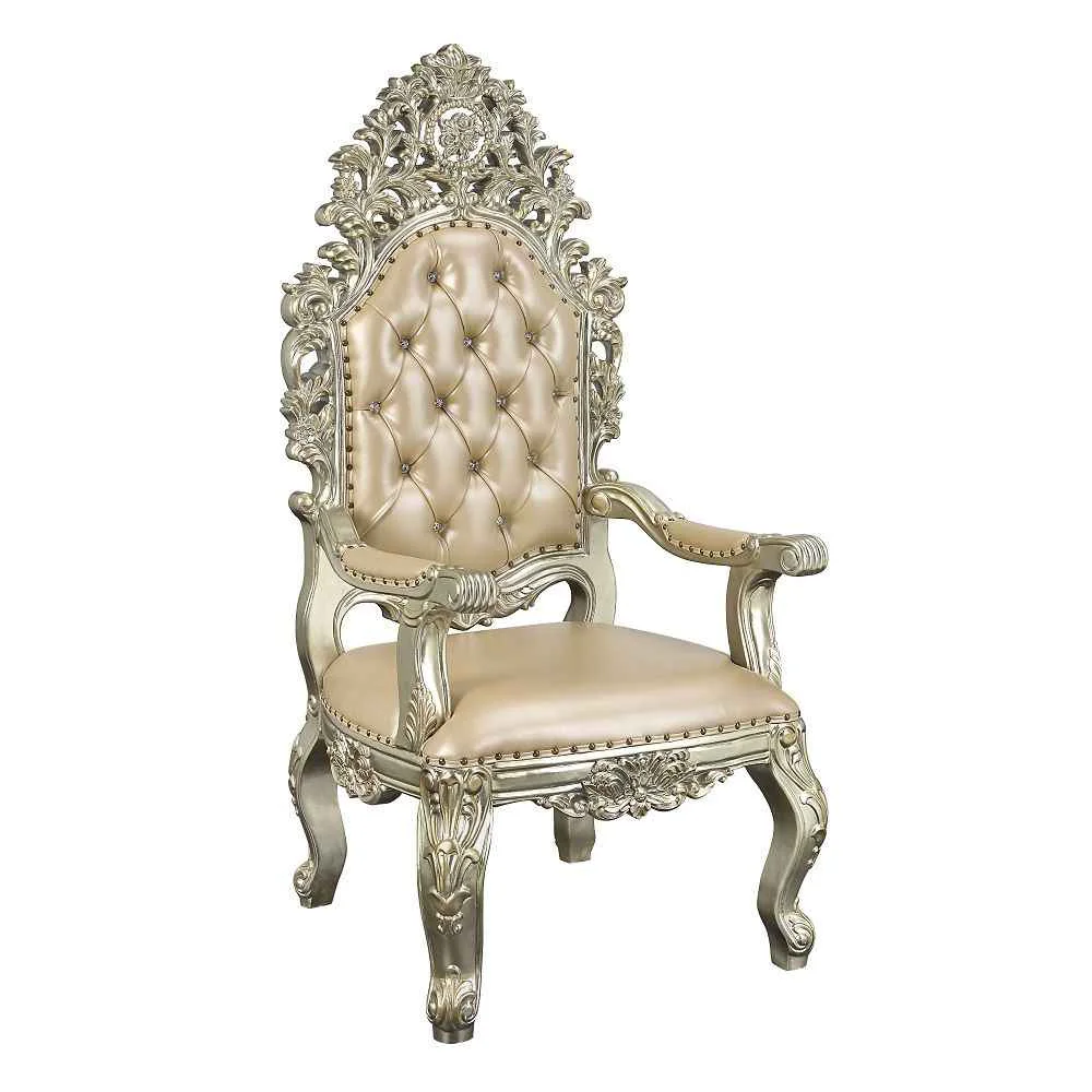 Exclusive Sorina – Arm Chair Set of 2 – Synthetic Leather Antique Gold Convenient
