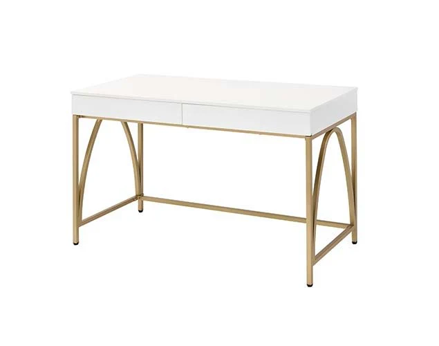 Fashionable Lightmane - Vanity Desk Same 92660 - White High Gloss Gold World-Class