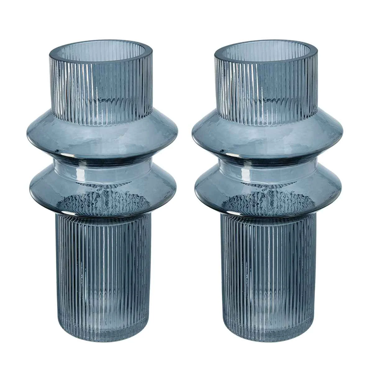 Casual D5.9×11.8’H Fluted Accent Vases with Ribbed Design Set of 2 Fashionable