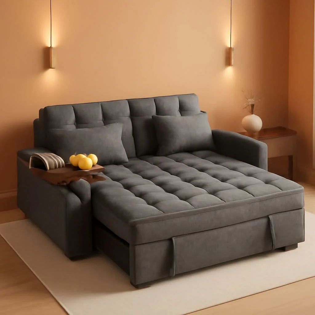 Fast 65Inch Grey Chenille Convertible Sleeper Sofa Table Recyclable