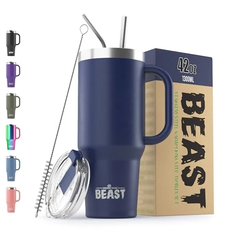 Flexible Beast 42 oz Tumbler with Handle Stainless Steel Vacuum Insulated Coffee Ice Cup Double Wall Travel Flask Refined