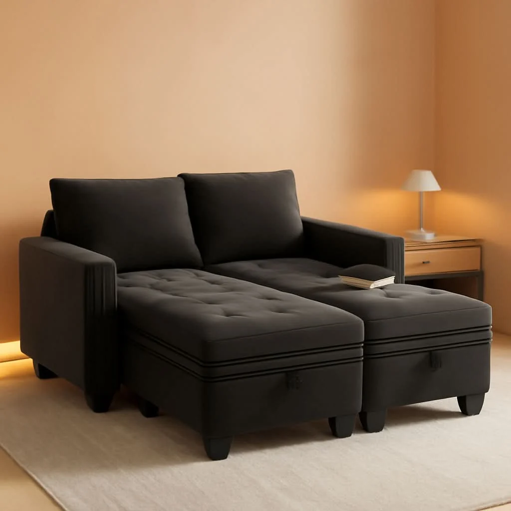 Expertly Made Grey Velvet Modular Sectional Sofa With Storage And Sleeper Pure