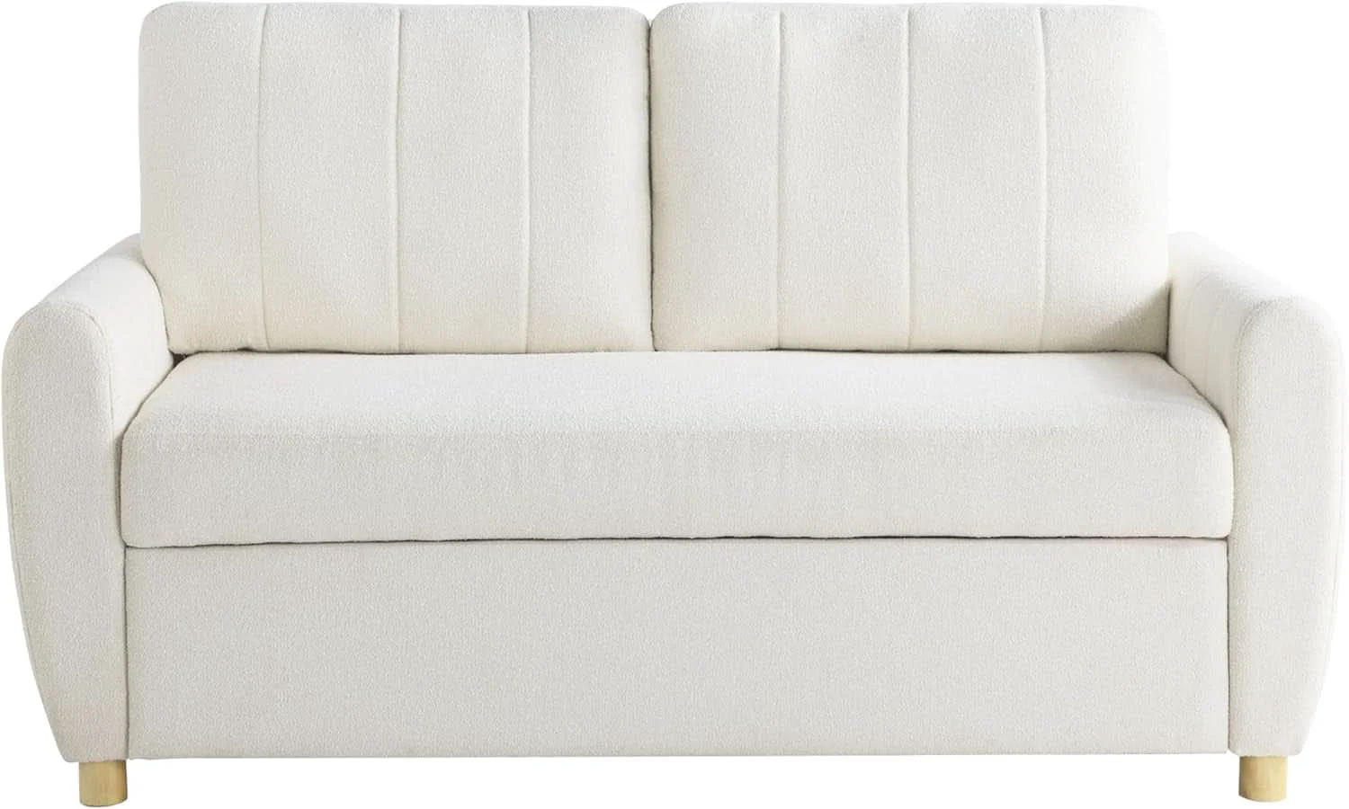 Verified Convertible Sleeper Loveseat 66 Inch Polyester Ivory Flexible