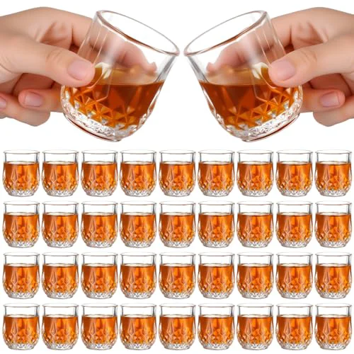 Versatile 36 Pcs 2.7 oz Mini Shot Glasses Set Whiskey Tasting Glasses Heavy Duty Base Clear Shot Cup Cute Cordial Mini Wine Cups for Bourbon 36 Count Flexible