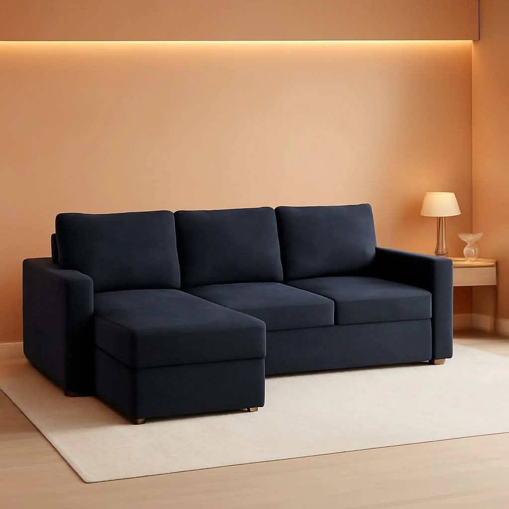 Secure 83-Inch Velvet-Black Pull-Out Sleeper Sofa With Storage Durable