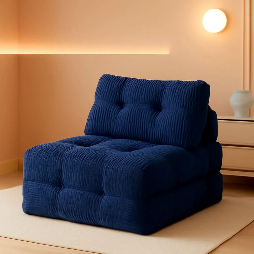 Sophisticated Navy Folding Sofa Bed Convertible Sleeper Chair With Back Support Authentic