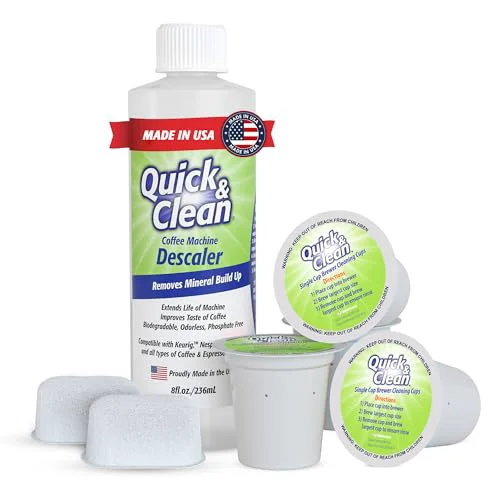 Specialty 4 Pack Cleaning Cups with Descaler and Filters Bundle 32 Fl Oz Soft