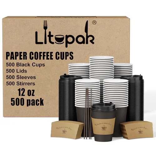 Secure 500 Pack 12 oz Disposable Coffee Cups 500 Count Selected