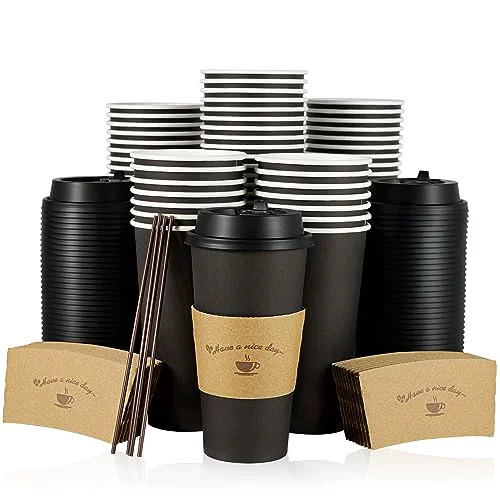 Soft 50 Pack 20 oz Paper Coffee Cups for Hot Chocolate Drinks 50 Count Traditional