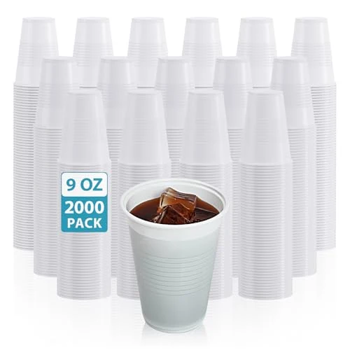Exclusive 2000 Pack 9 oz White Plastic Cups 2000 Count Responsible