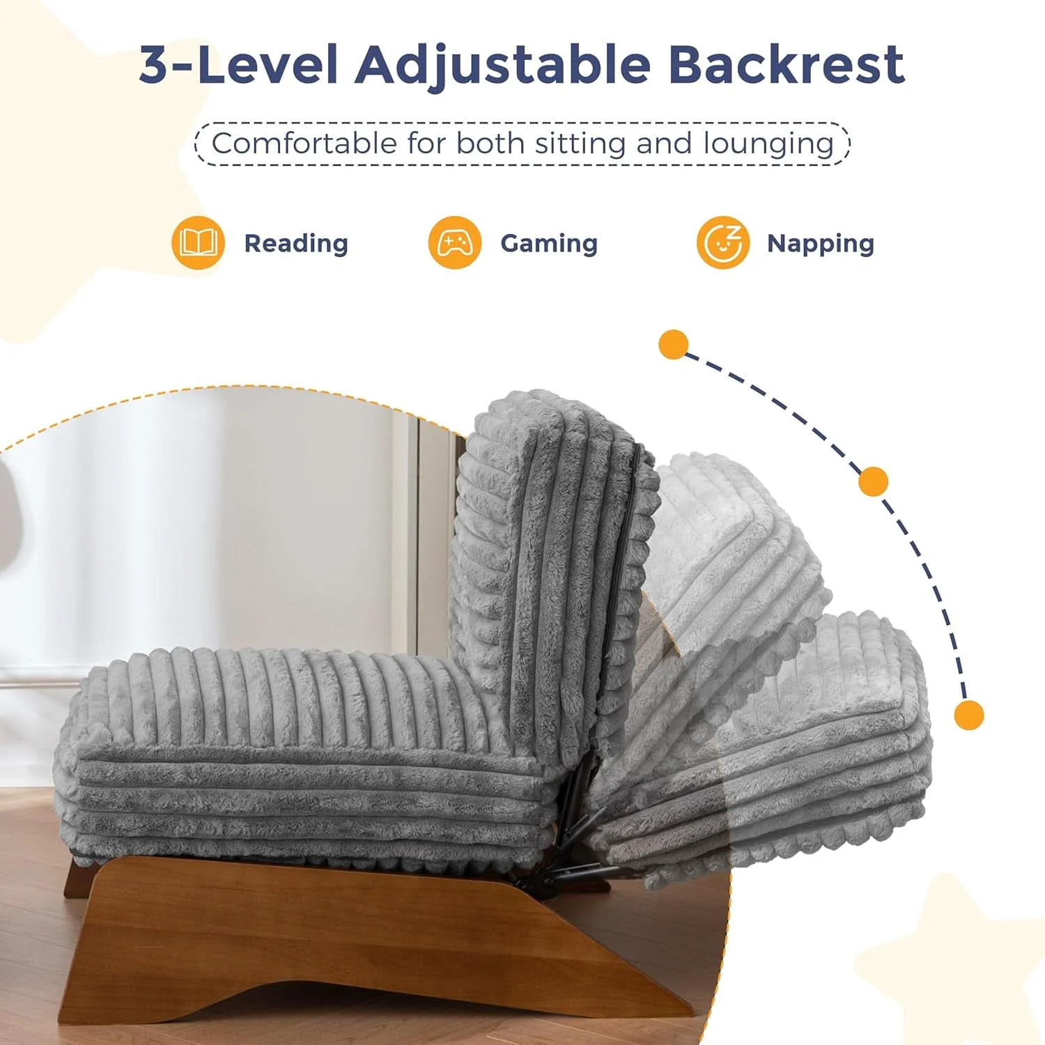 World-Class Grey Adjustable Accent Chair Featuring Plush Ottoman Official