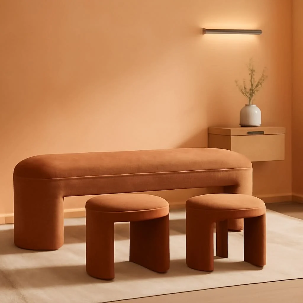 Consistent Brown Upholstered 53Inches Storage Ottoman Bench Stools Prestigious