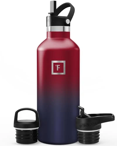 Fashionable 32 oz Narrow Mouth Water Bottle with 3 Lids Solid