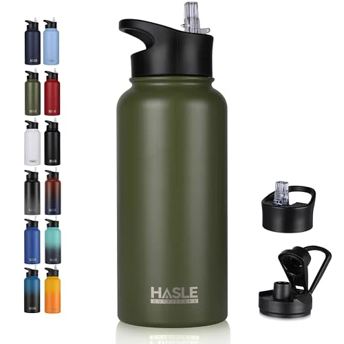 Expertly Made 32 oz Insulated Water Bottle Stainless Steel Double Walled Vacuum Sports Water Bottle with 2 Lids User-Friendly