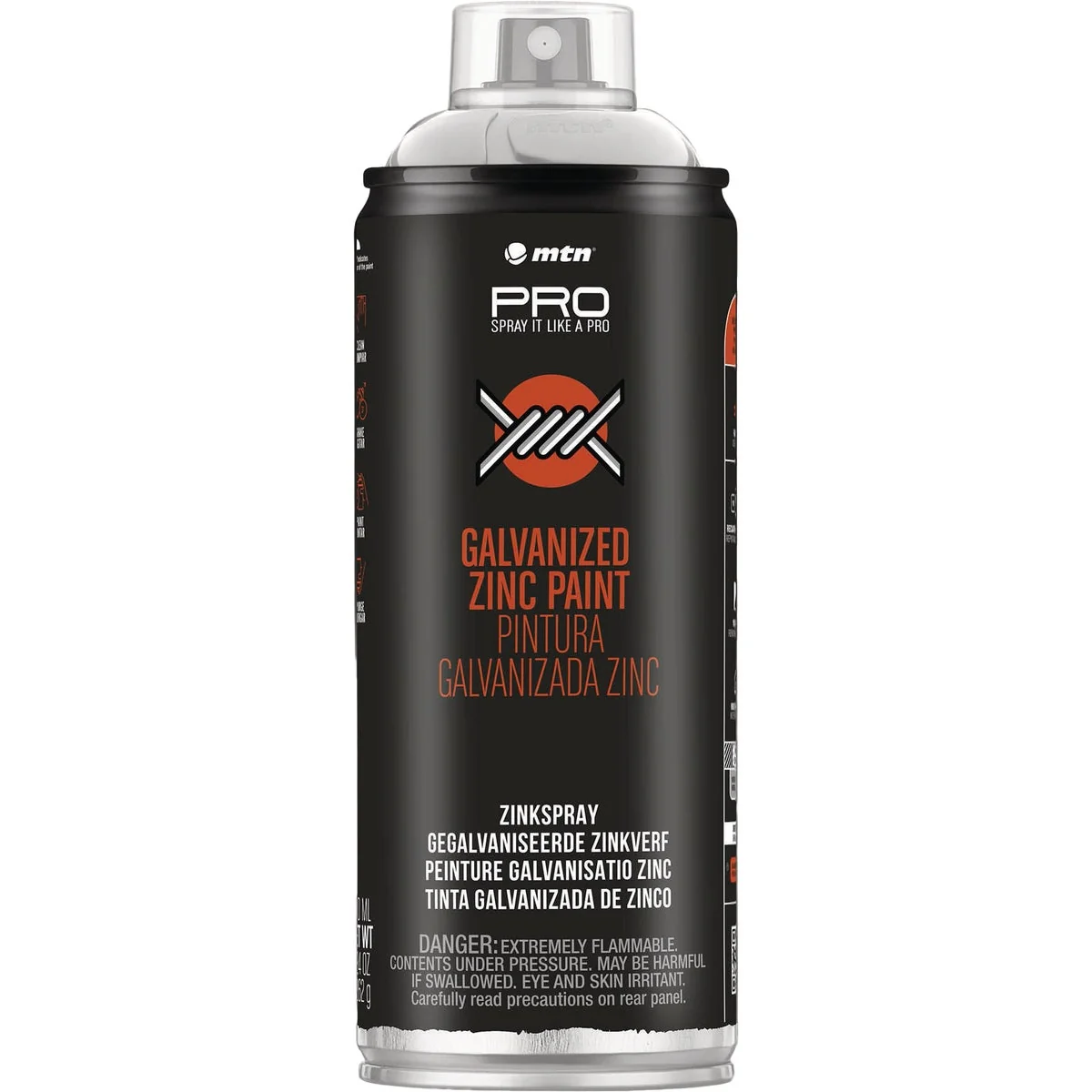 Breathable MTN PRO 400ml Galvanized Zinc Spray Paint Silver Gloss High-Quality