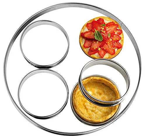 Genuine NewlineNY Stainless Steel 5 Pcs double rolled edges Circular Round Tart Rings 5 Count Selected