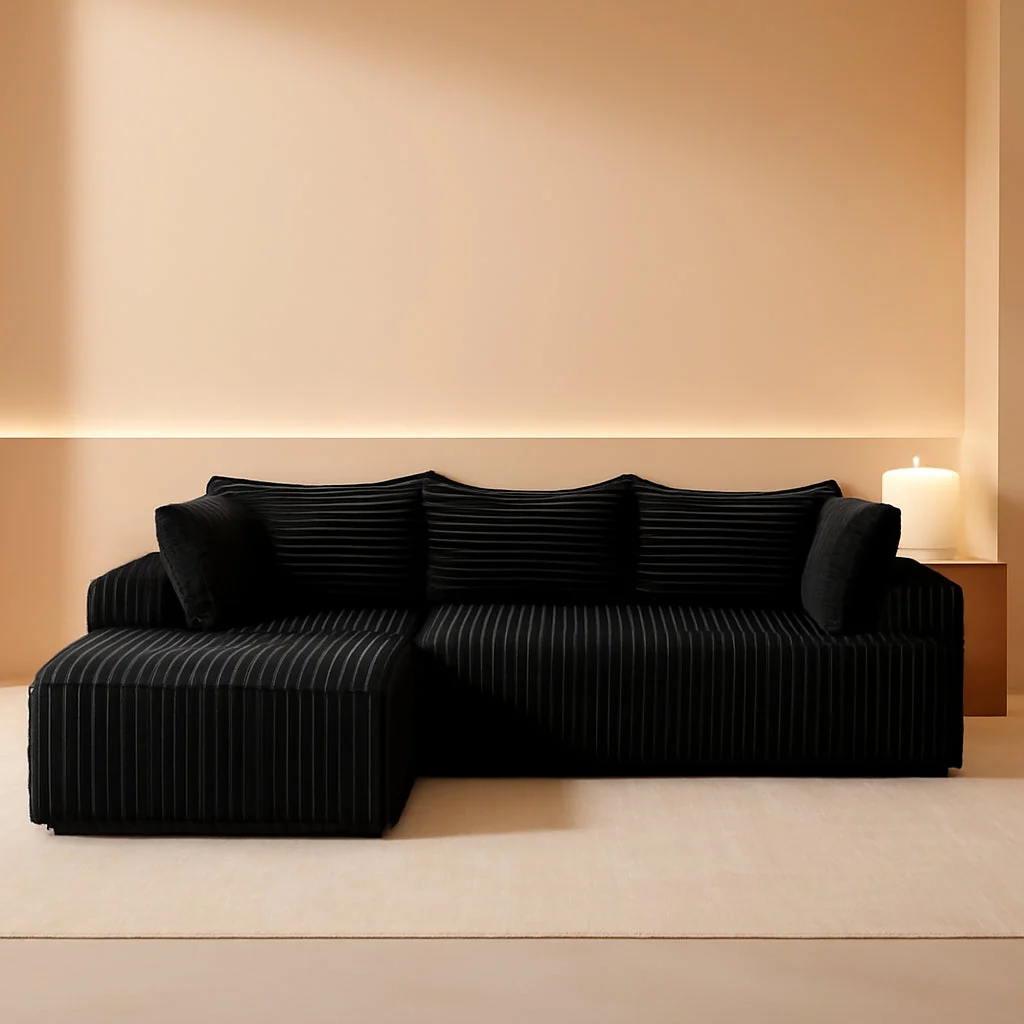 Soft Black Modular Cloud Sofa Sectional Including Chaise Contemporary