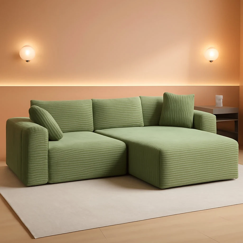Soft Green 106Inch Modular Sectional Sofa Luxurious Living Environmentally Friendly