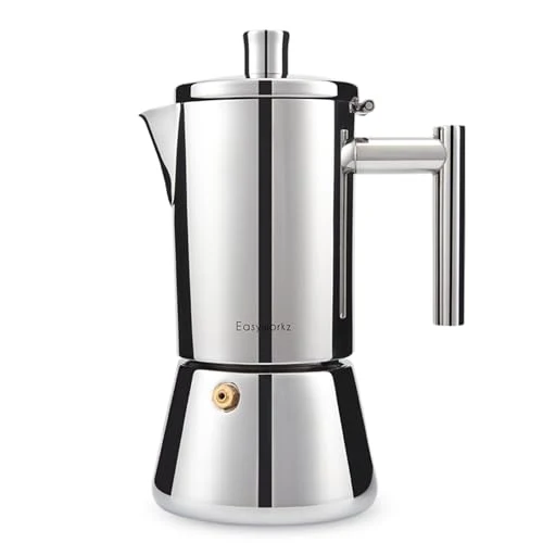 Superior Diego Stovetop Espresso Maker Stainless Steel Italian Coffee Machine Maker 6Cup 10 oz Moka Pot Induction Espresso Pot Outstanding