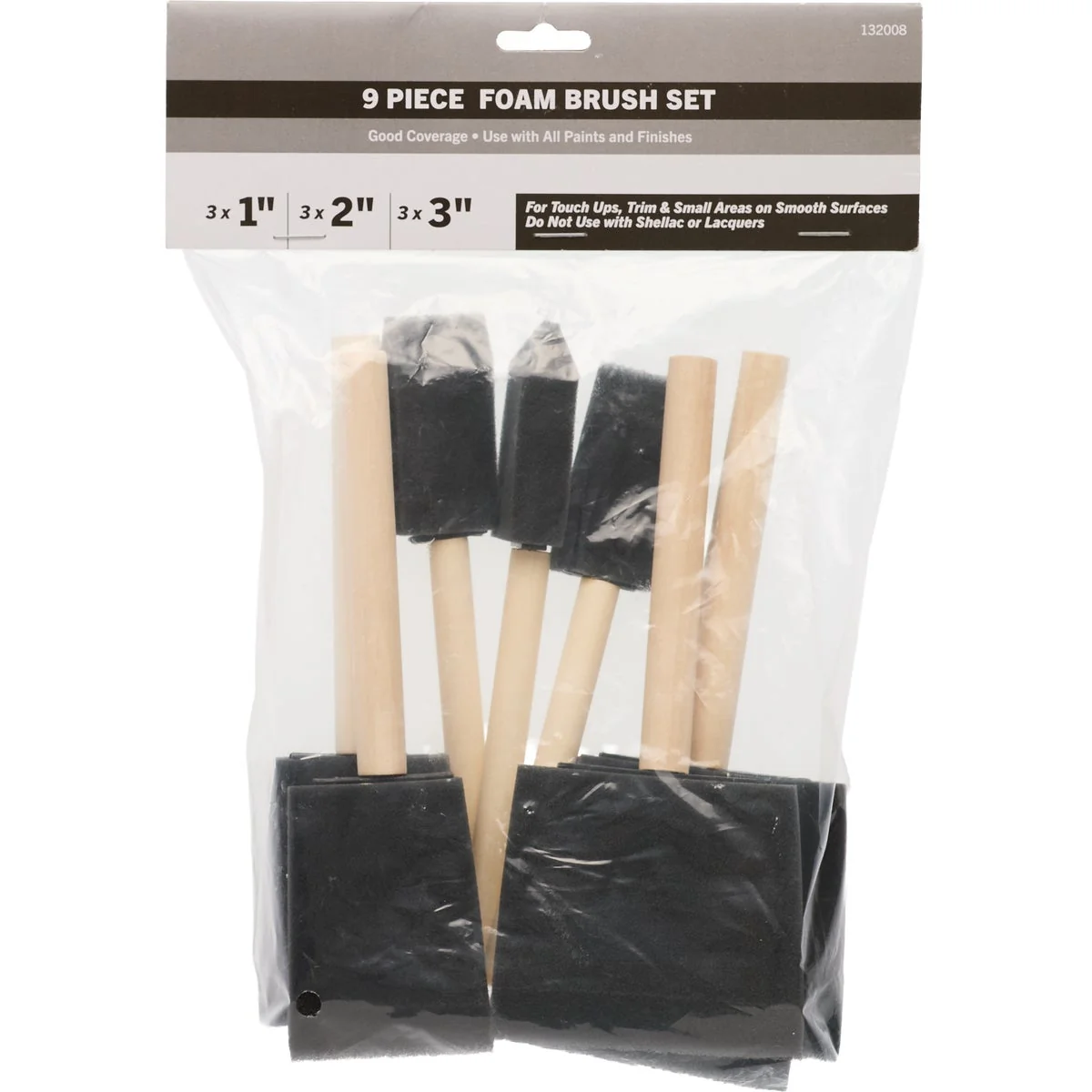 Refined Shur-Line Good Foam Brush Set 9-Piece Genuine