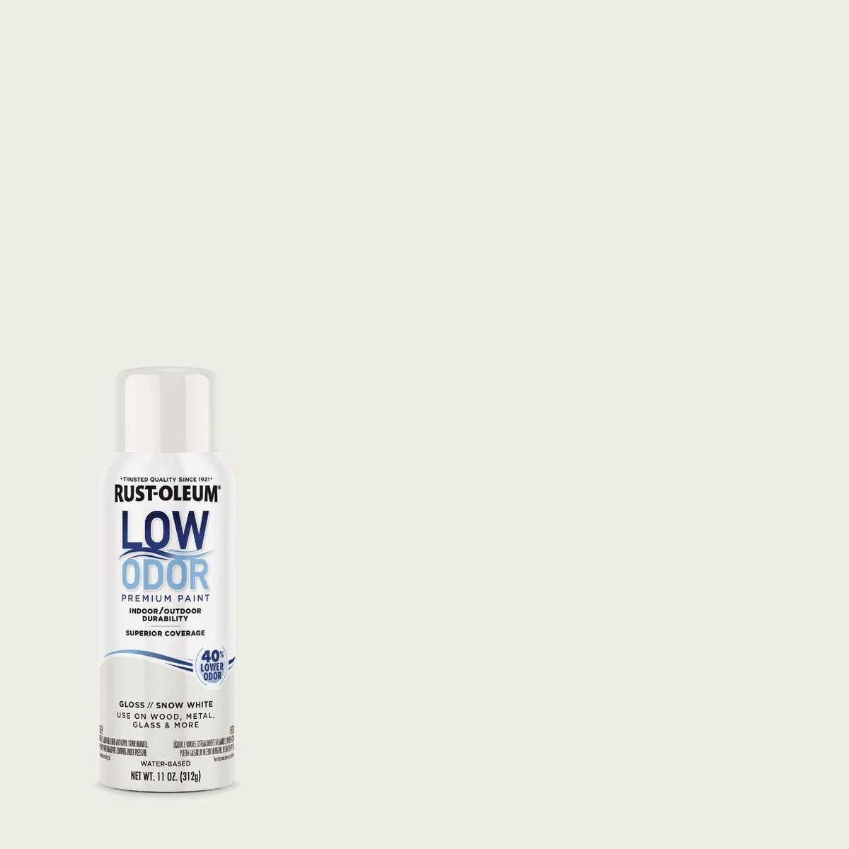 Pure Rust-Oleum Low Odor Water-Based 11 Oz. Gloss Spray Paint Snow White Powerful