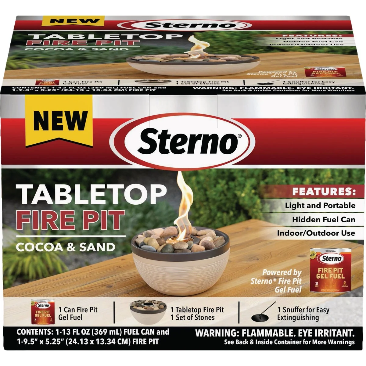 Healthy Sterno Medium Cocoa Sand with Dark Brown Lid Tabletop Fire Pit Selected