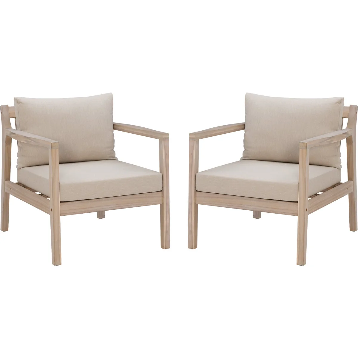 Comfortable Linon Svana Natural Finish Wood Side Chair with Beige Cushions 2-Piece Breathable