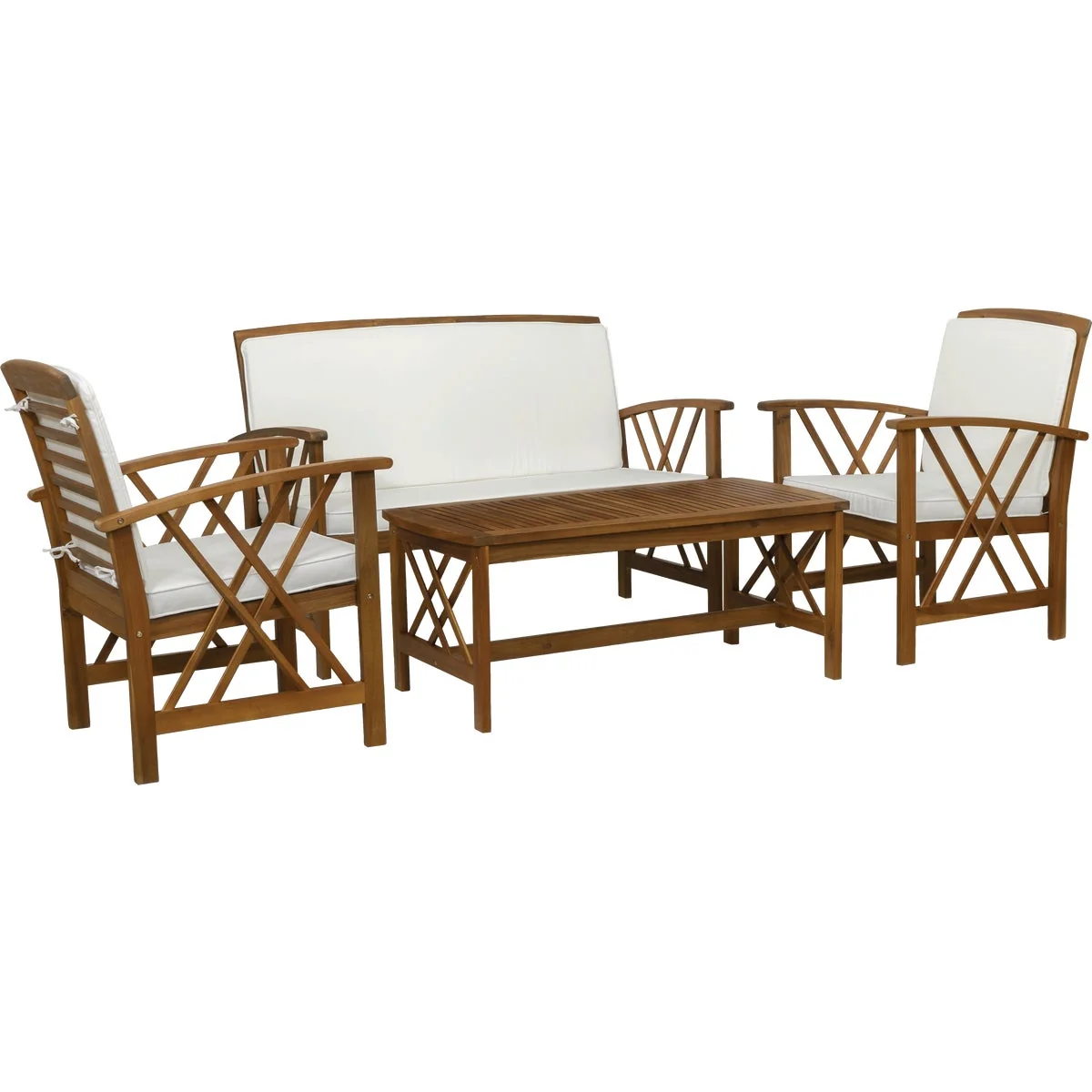 Casual Linon Topsail Brown Wood Patio Chat Set 4-Piece Trusted