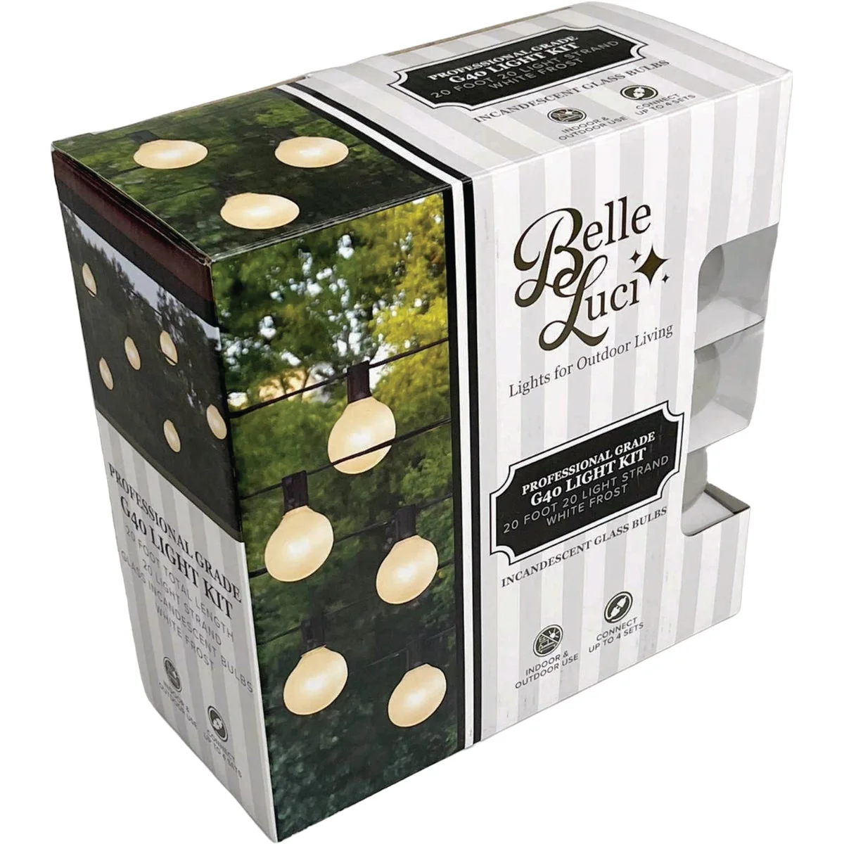 Trusted Holiday Bright Lights Belle Luci 20-Bulb G40 Frosted White Incandescent Light Kit Genuine