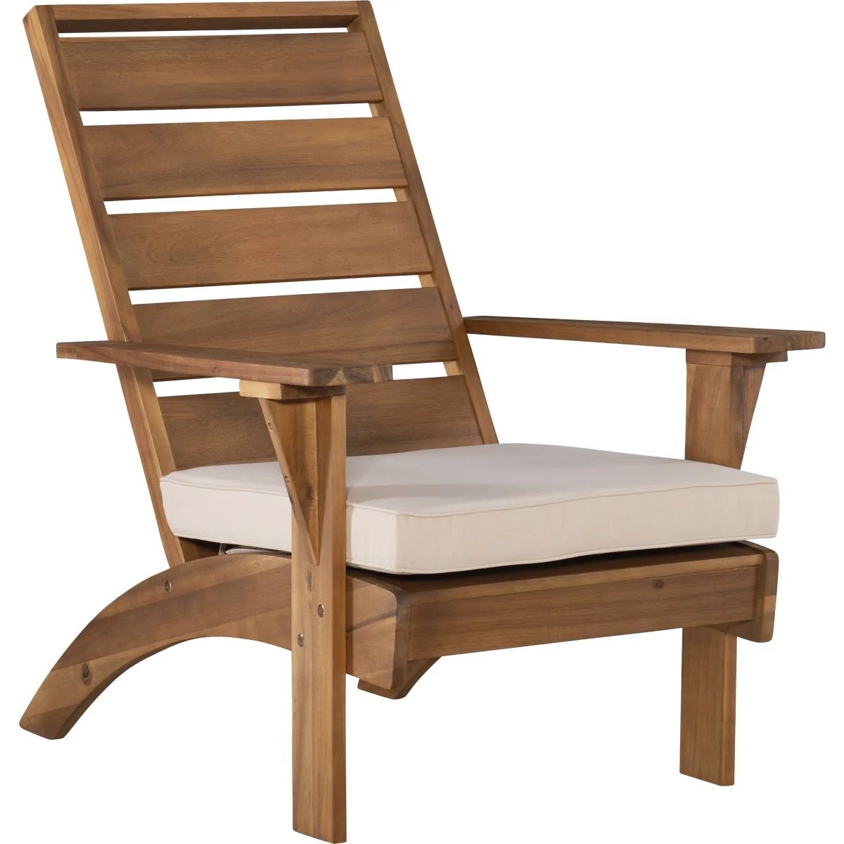 Functional Linon Nantucket Natural Finish Wood Chair with Beige Cushion Recyclable