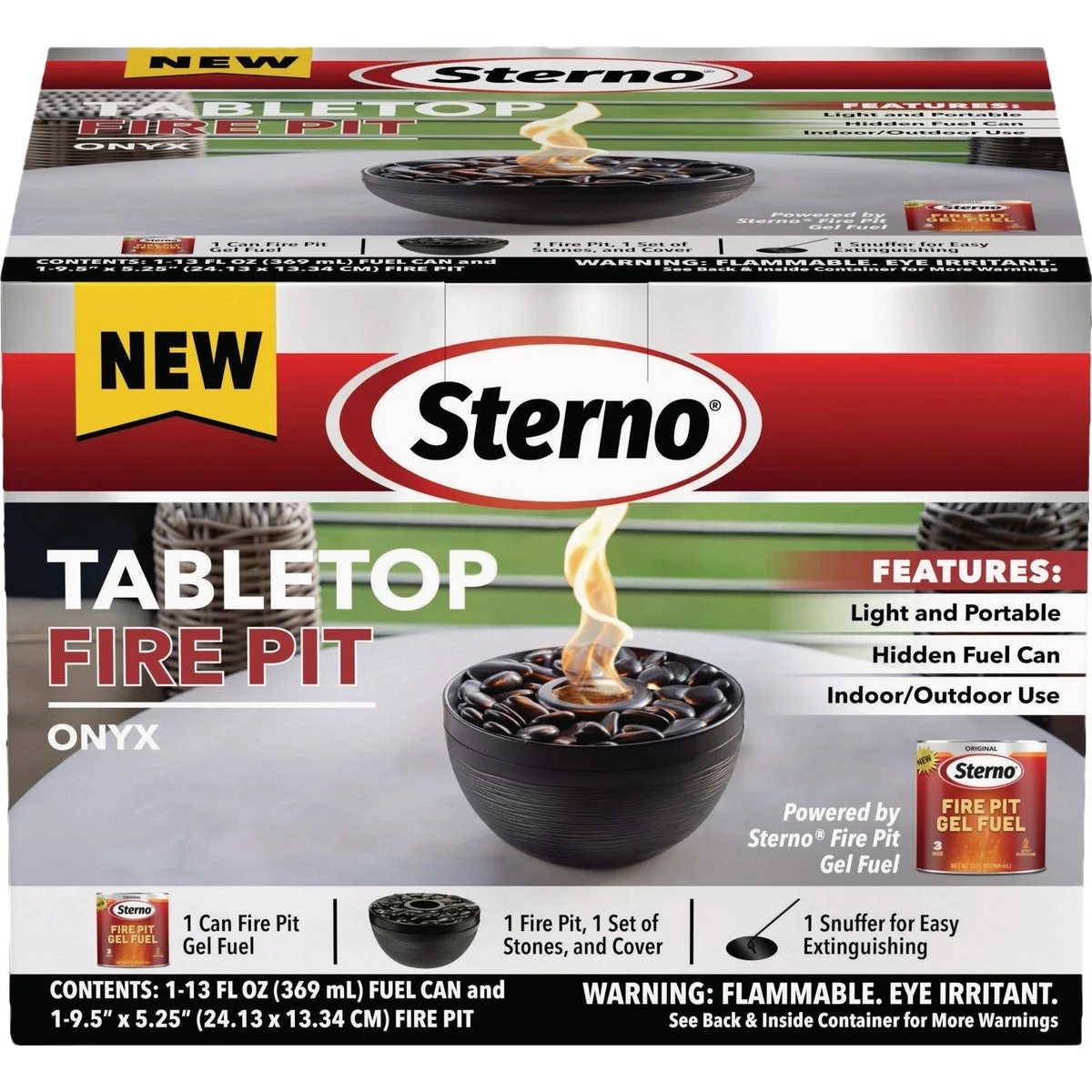 Outstanding Sterno Medium Onyx with Black Lid Tabletop Fire Pit Effective