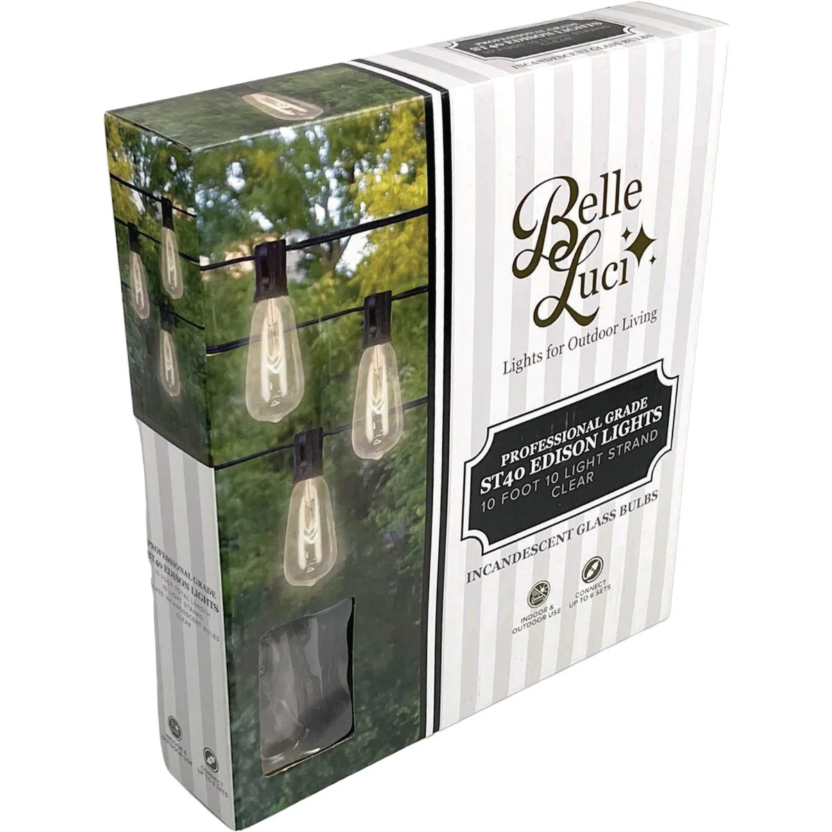 Effective Holiday Bright Lights Belle Luci 10-Bulb ST40 Clear Edison Style Incandescent Lights Smart
