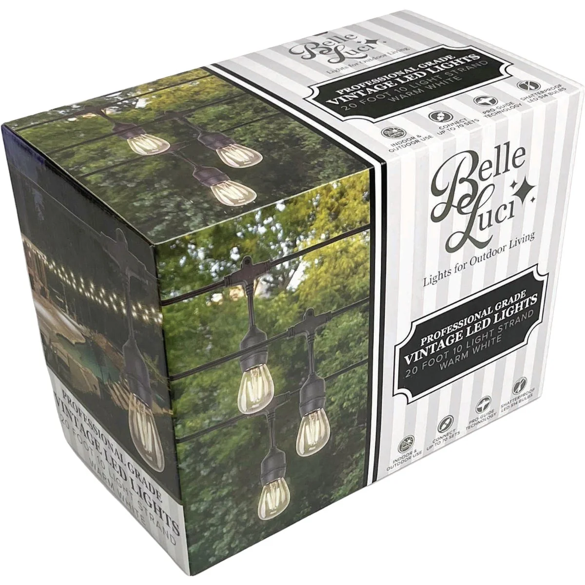 Functional Holiday Bright Lights Belle Luci 10-Bulb S14 Warm White Double Filament LED Patio Lights Outstanding