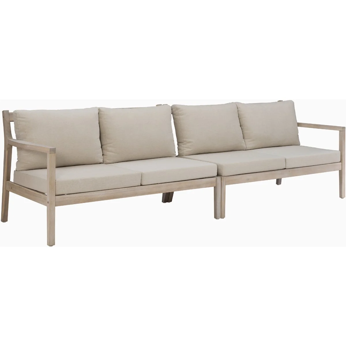 Luxury Linon Svana 54 In. W. x 32 In. D. Natural Finish Wood Loveseat Set with Beige Cushions 2-Piece Smart