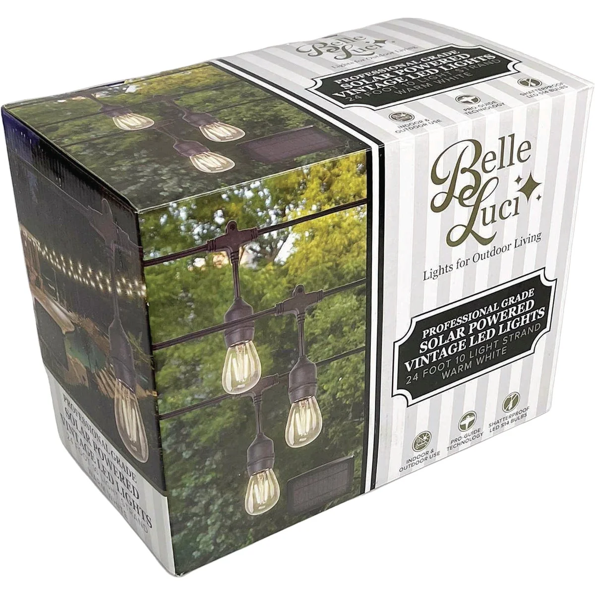 Refined Holiday Bright Lights Belle Luci 10-Bulb S14 Warm White Solar LED Patio Lights High-Quality