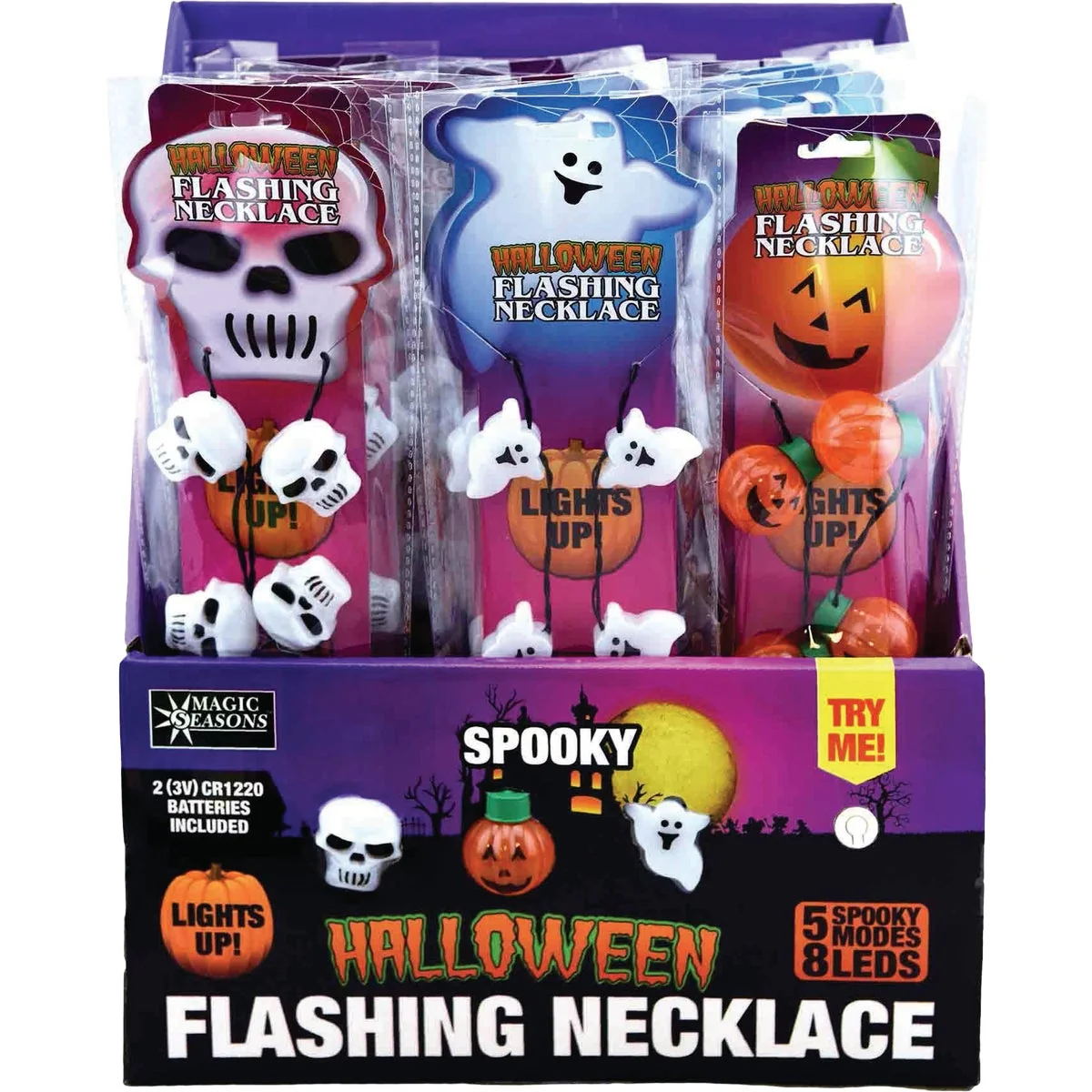 Unique Seasons Halloween Ghost Pumpkin Skull Necklace Display Lightweight