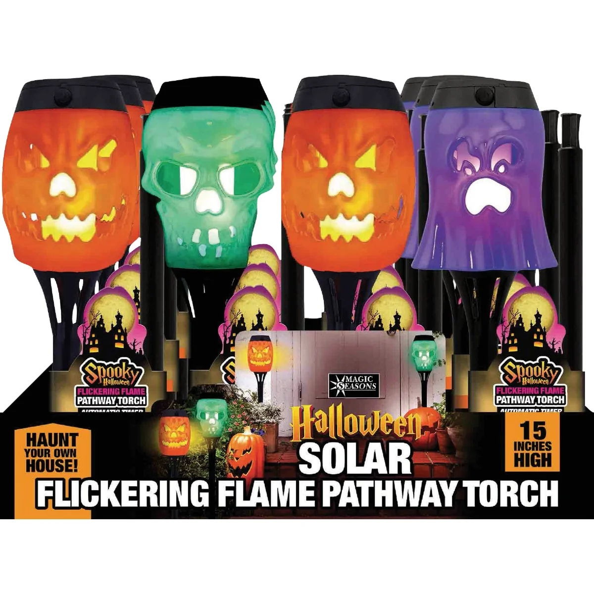 Soft Seasons Halloween Solar Flickering Flame Stake Lights Pure