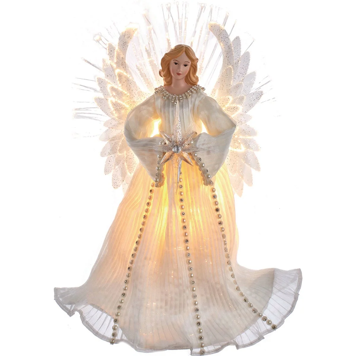 World-Class Kurt Adler 16 In. 7 LED Fiber-Optic Angel Treetop Convenient