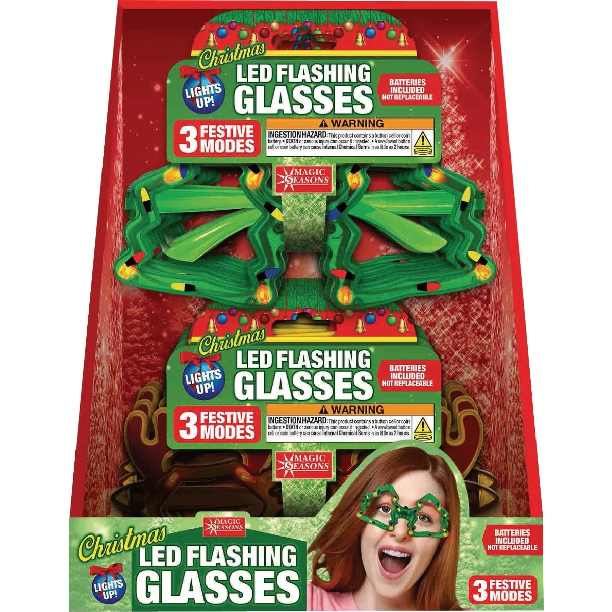 Fine Seasons LED Light Up Christmas Glasses Functional