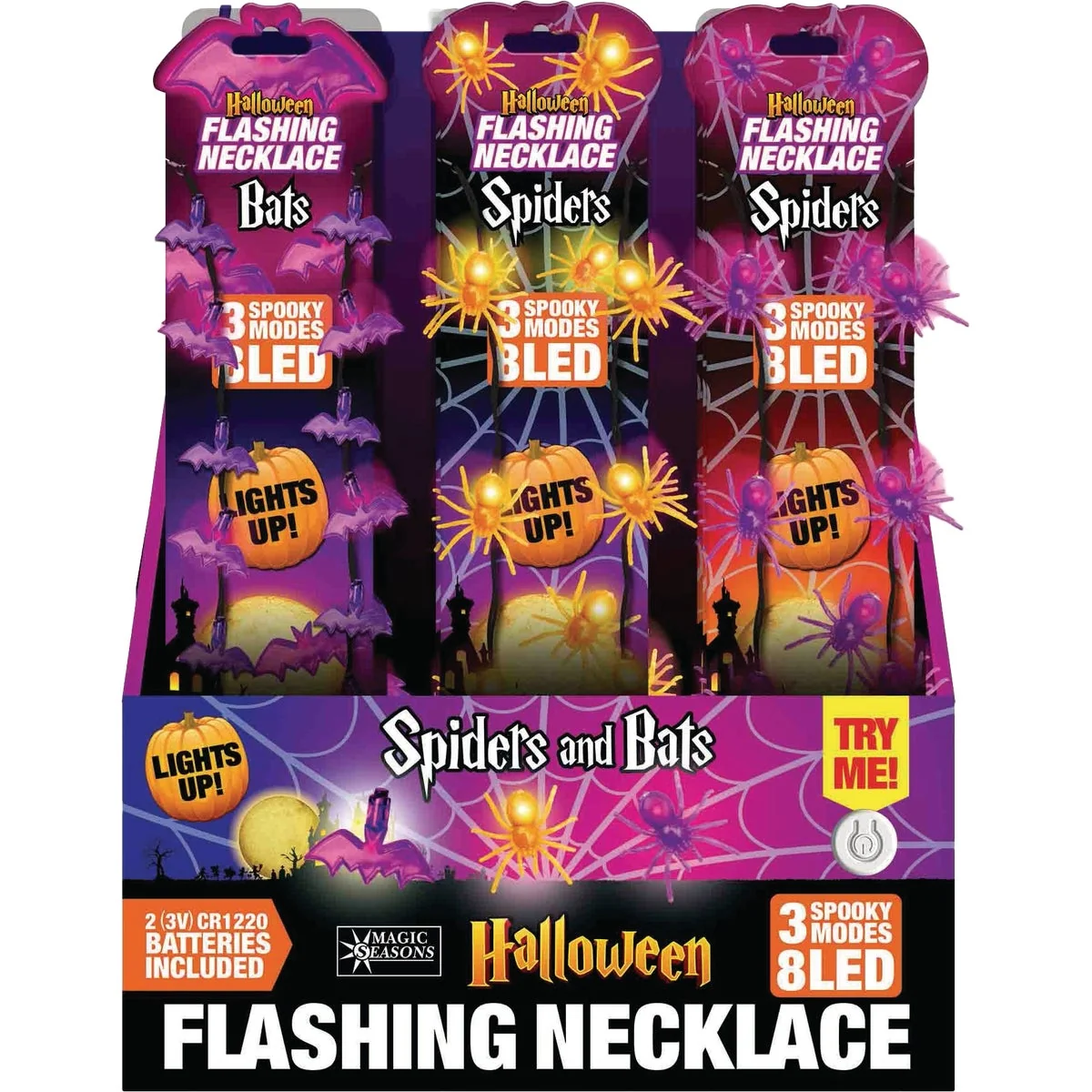 Long-Lasting Seasons Halloween Bats Spider Necklace Display Sustainable