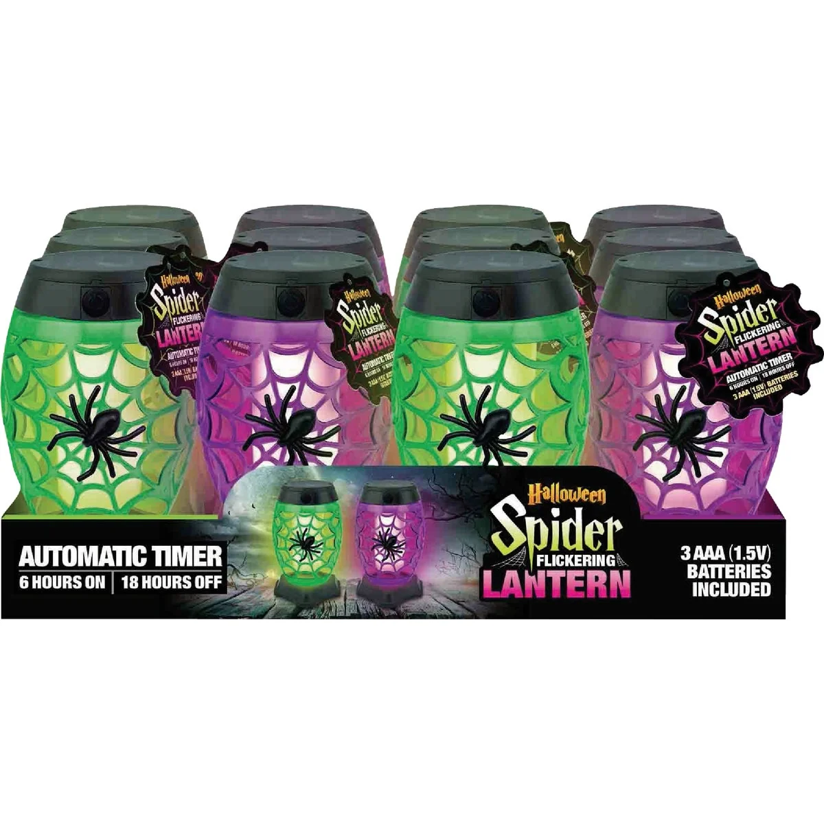 Elegant Seasons Halloween Spider Flickering Lantern Genuine