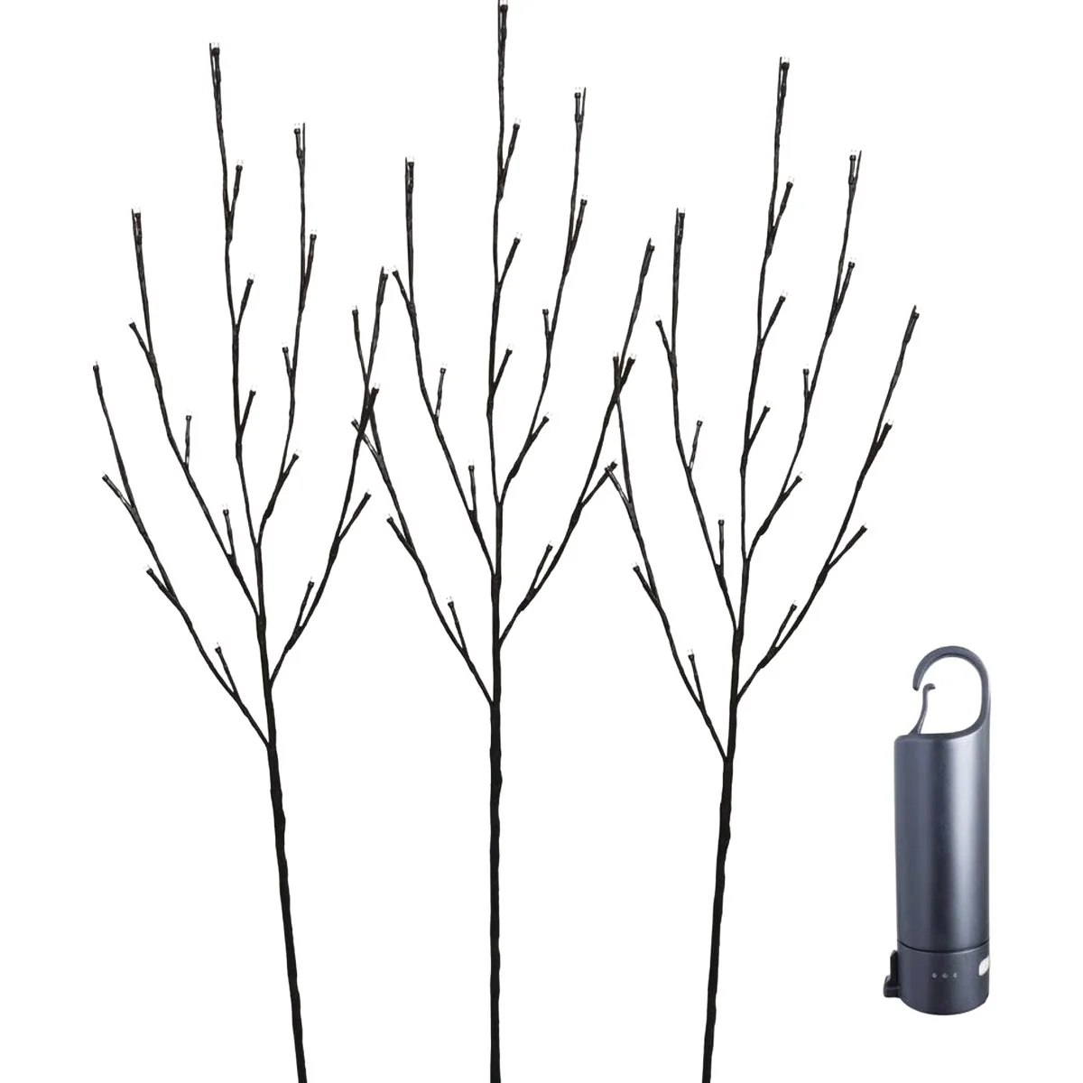 Unique Holiday Bright Lights Warm White Rechargeable LED Lighted Brown Twig with Power Bank Smooth