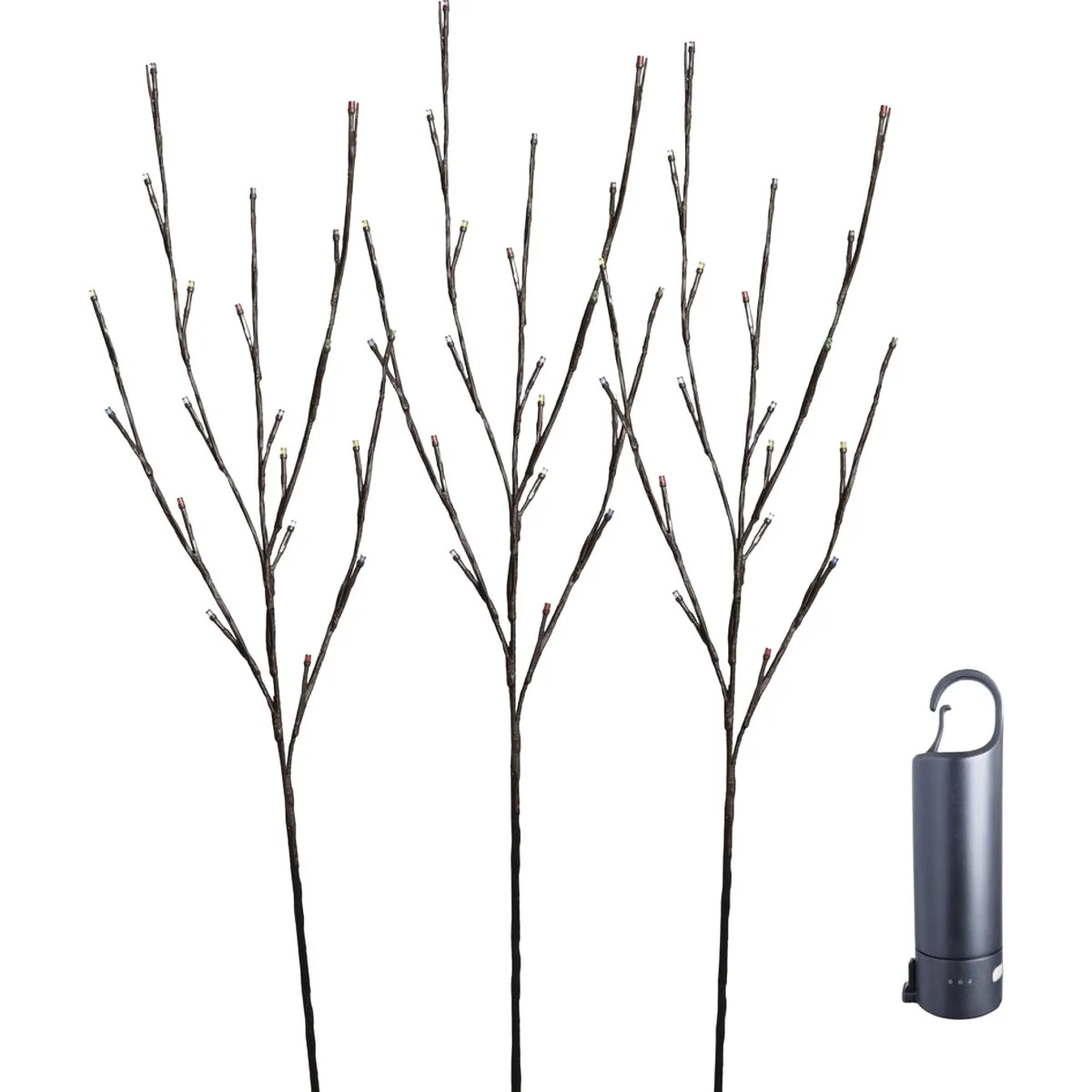 Functional Holiday Bright Lights Multi-Color Rechargeable LED Lighted Brown Twig with Power Bank Authentic