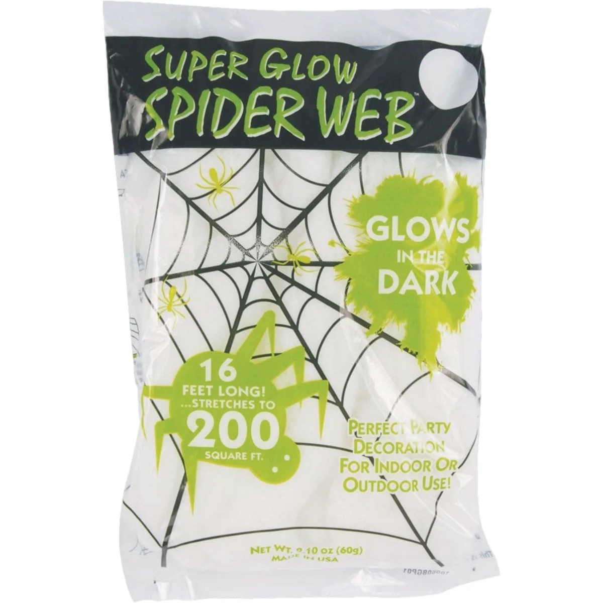 Traditional Fun World 16 Ft. Glow In the Dark Super Stretch Spider Web Selected