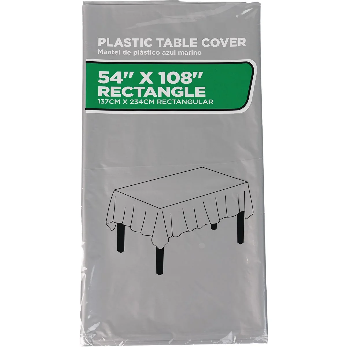 Casual 54 In. x 108 In. Silver Rectangular Plastic Table Cover Dependable