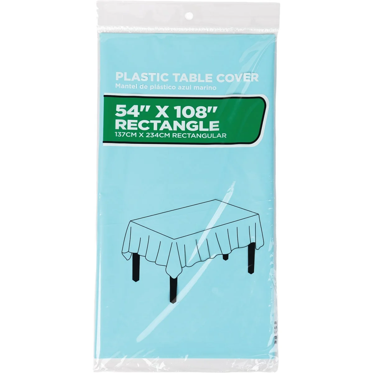 High-End 54 In. x 108 In. Pastel Blue Rectangular Plastic Table Cover Pure