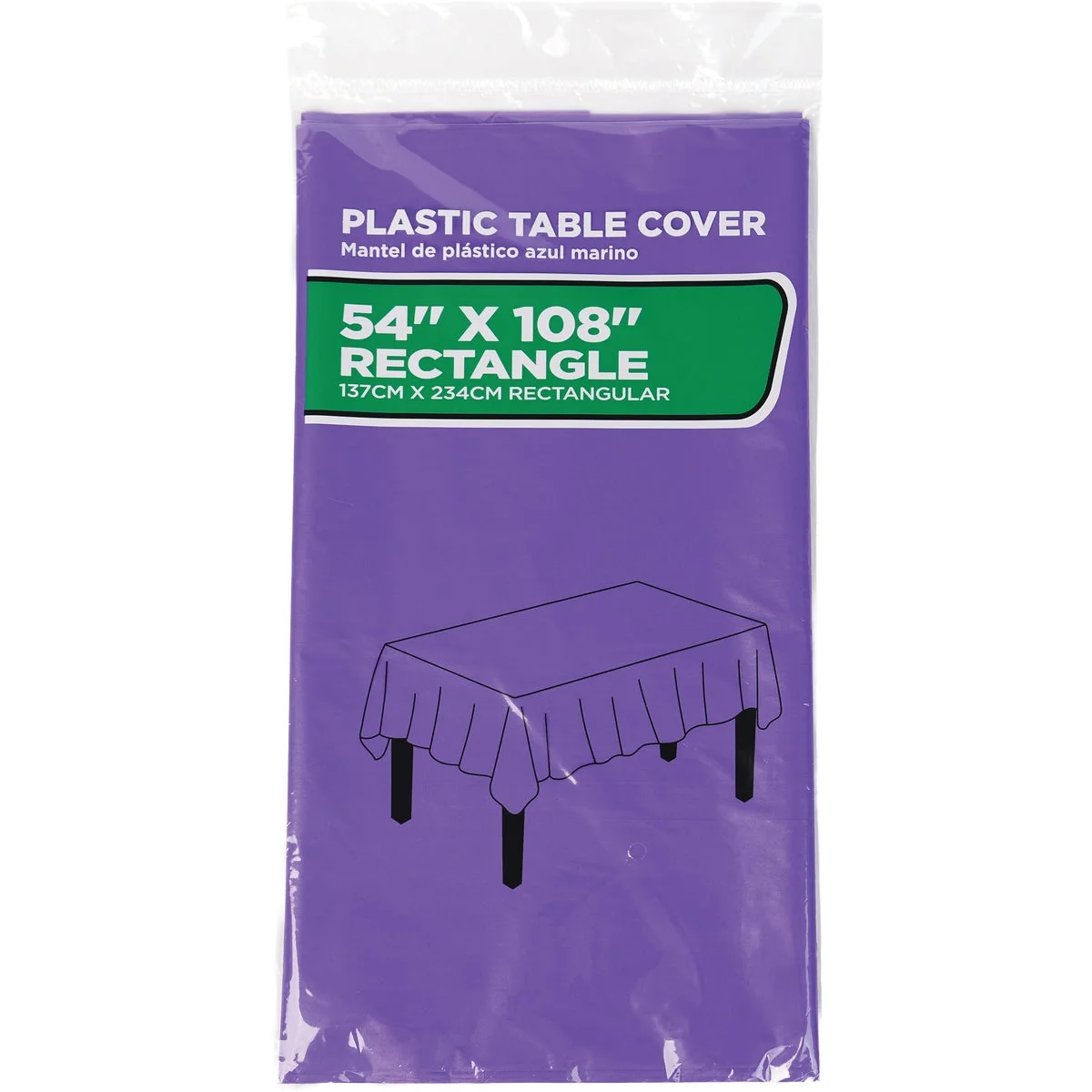 Convenient 54 In. x 108 In. Purple Rectangular Plastic Table Cover Premium Material