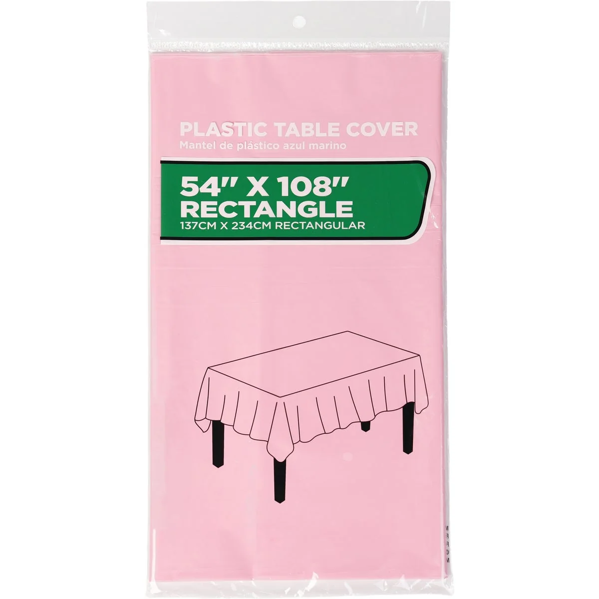 Prestigious 54 In. x 108 In. Pink Rectangular Plastic Table Cover Reusable