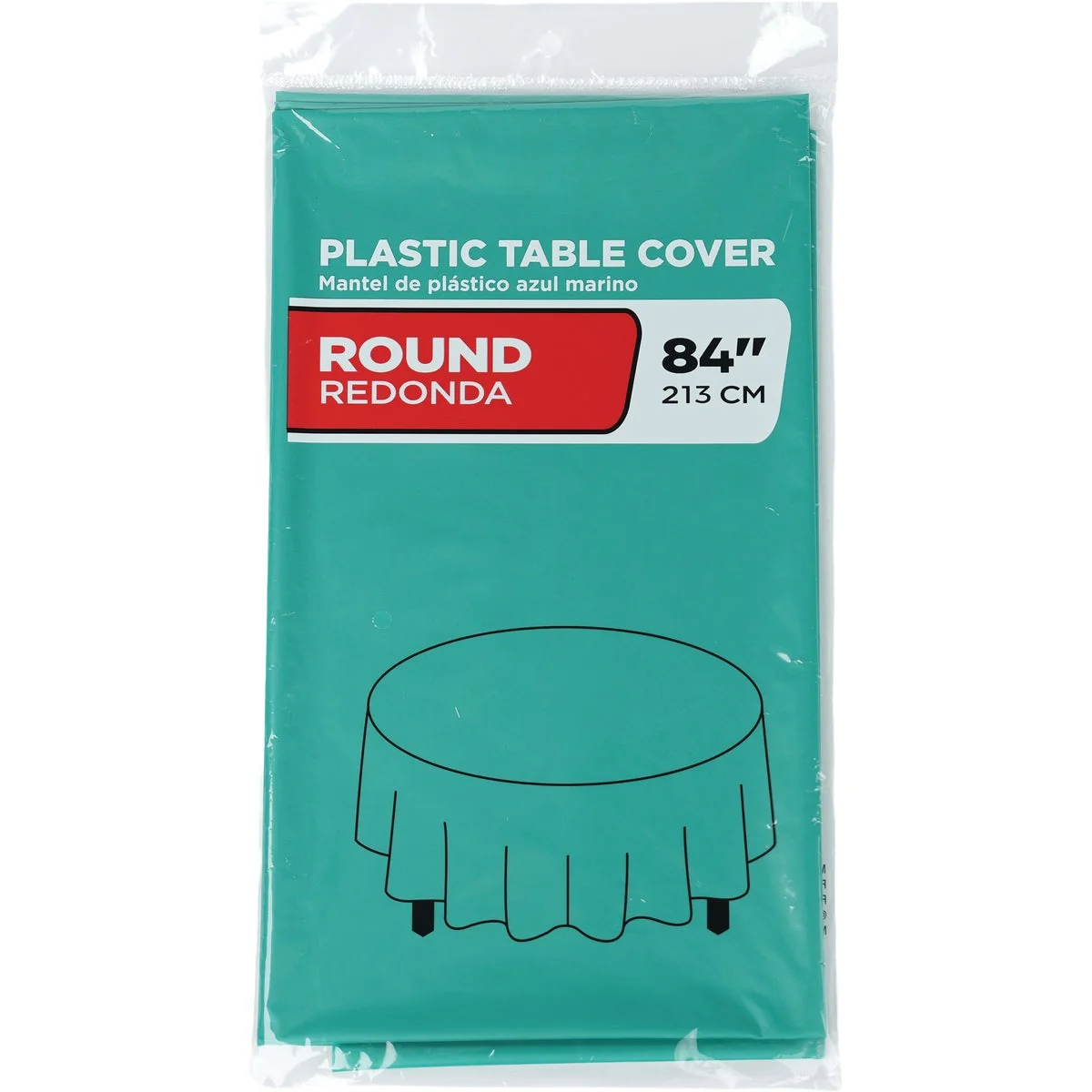 Natural 84 In. Emerald Green Round Plastic Table Cover Selected