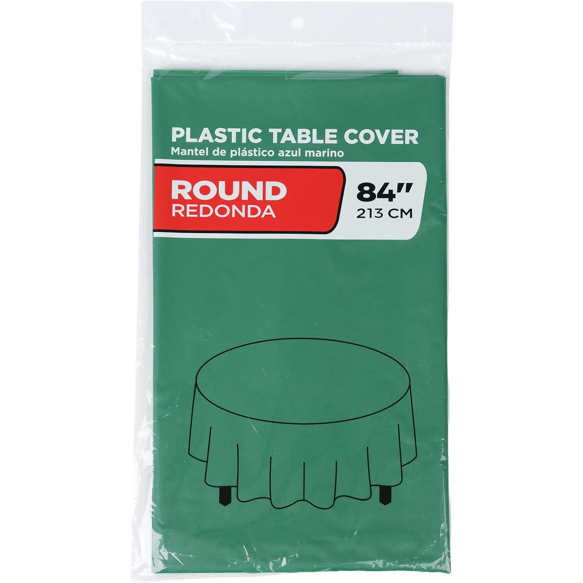 Pure 84 In. Hunter Green Round Plastic Table Cover Smart